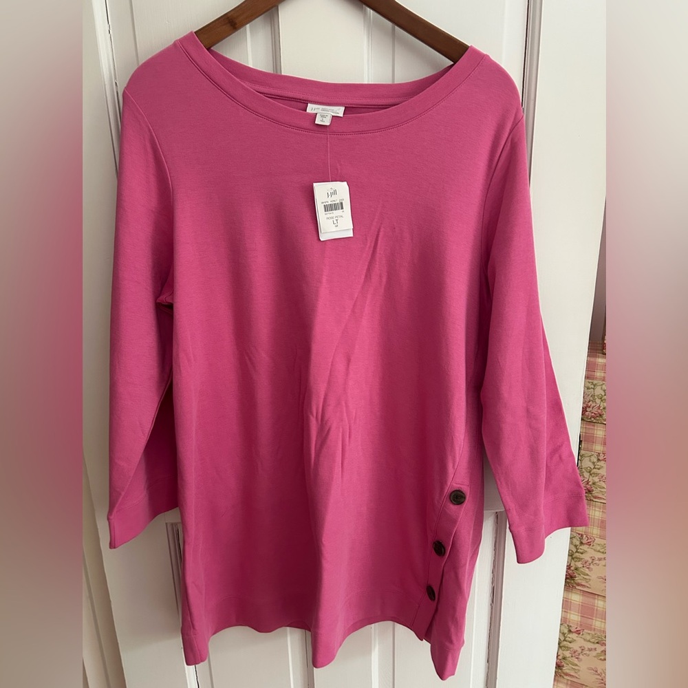 J. Jill Vibrant Rose Petal Pink Tunic with Button Accents